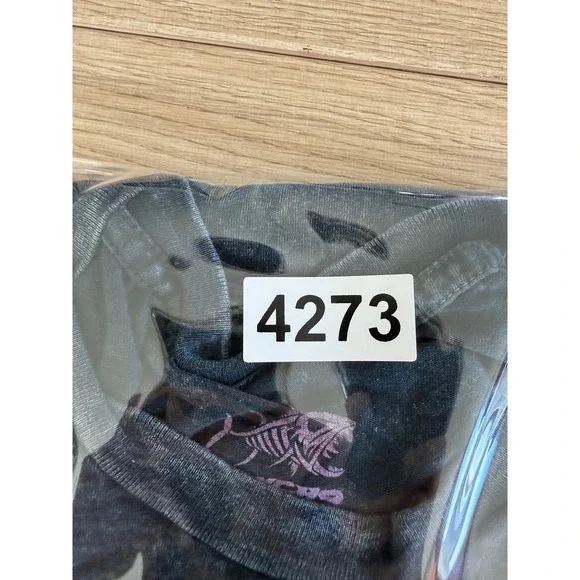 Psycho Tuna Mens Acid Wash Graphic T-Shirt Skeleton Fish Grey Teal Pink Small - Picture 7 of 7